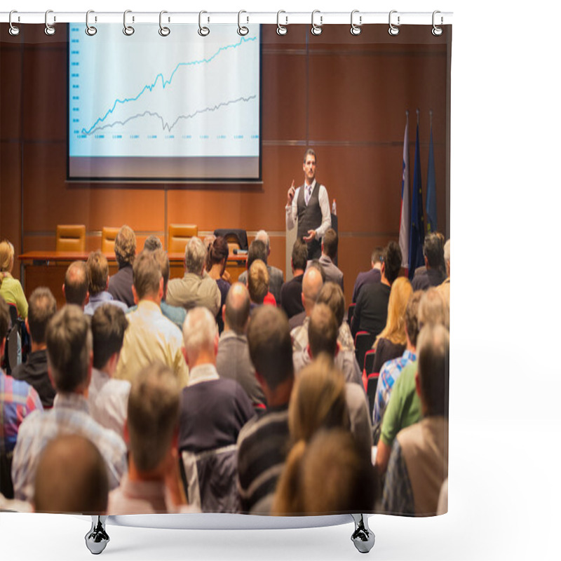 Personality  Speaker At Business Conference And Presentation. Shower Curtains