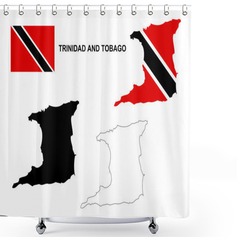 Personality  Trinidad And Tobago Map Vector, Trinidad And Tobago Flag Vector, Isolated Trinidad And Tobago Shower Curtains