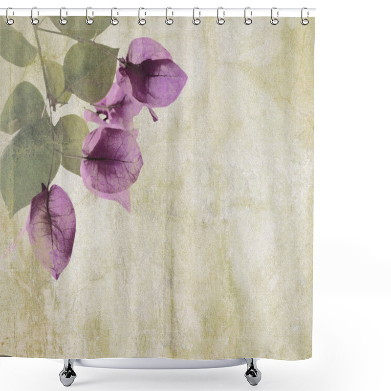 Personality  Bougainvillea Artwork On Cracked Plaster Background Shower Curtains