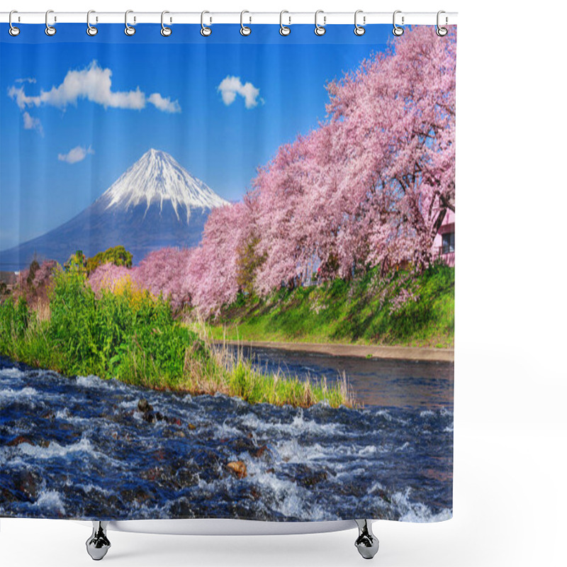 Personality  Fuji Mountains And  Cherry Blossoms In Spring, Japan. Shower Curtains