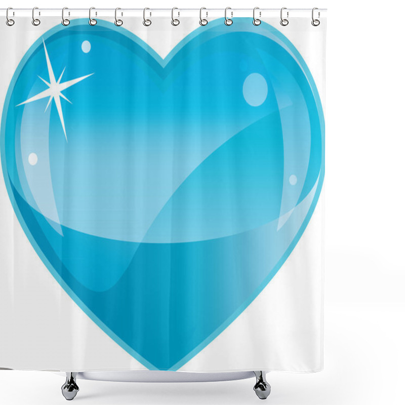 Personality  Blue Heart Shower Curtains