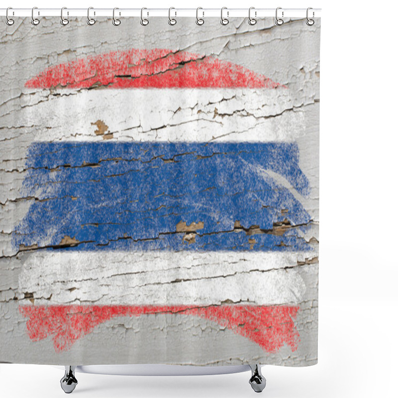 Personality  Flag Of Thailand On Grunge Wooden Texture Painted With Chalk Shower Curtains