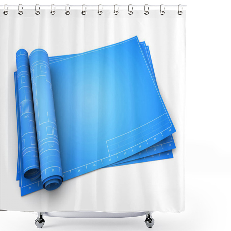 Personality  Rolled Blueprints On White Shower Curtains