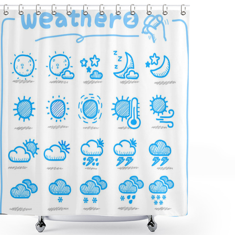 Personality  Hand Drawn Weather Icon, Weather Forecast Shower Curtains