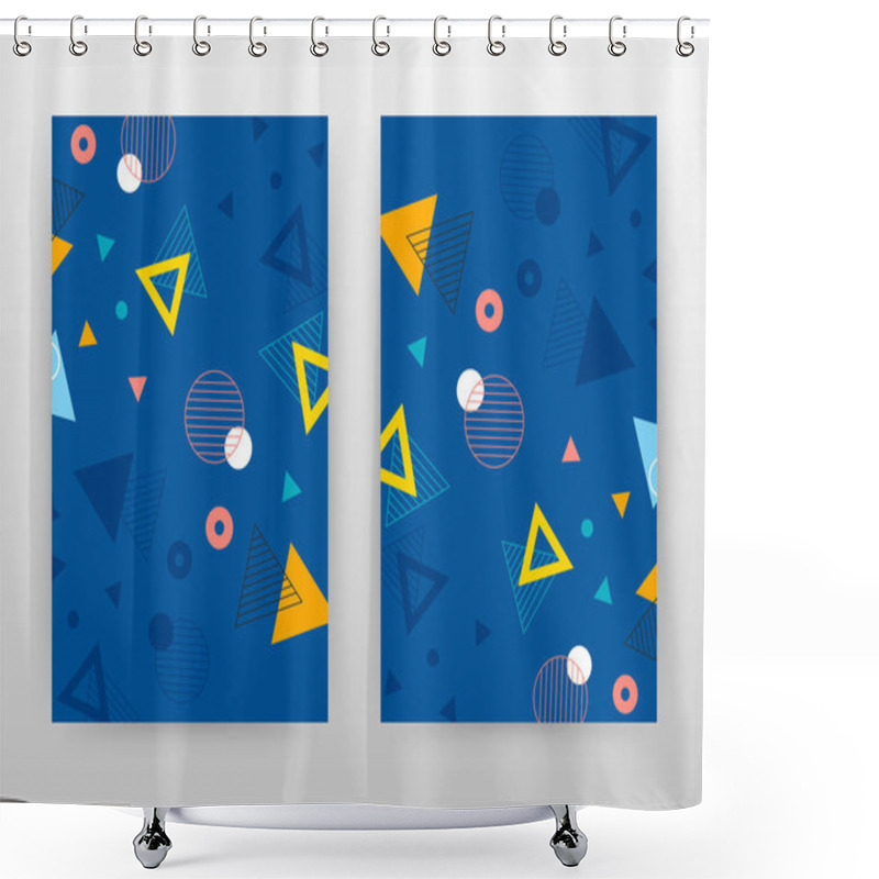 Personality  Geometric Triangle And Rounds On Blue Business Design For Annual Shower Curtains