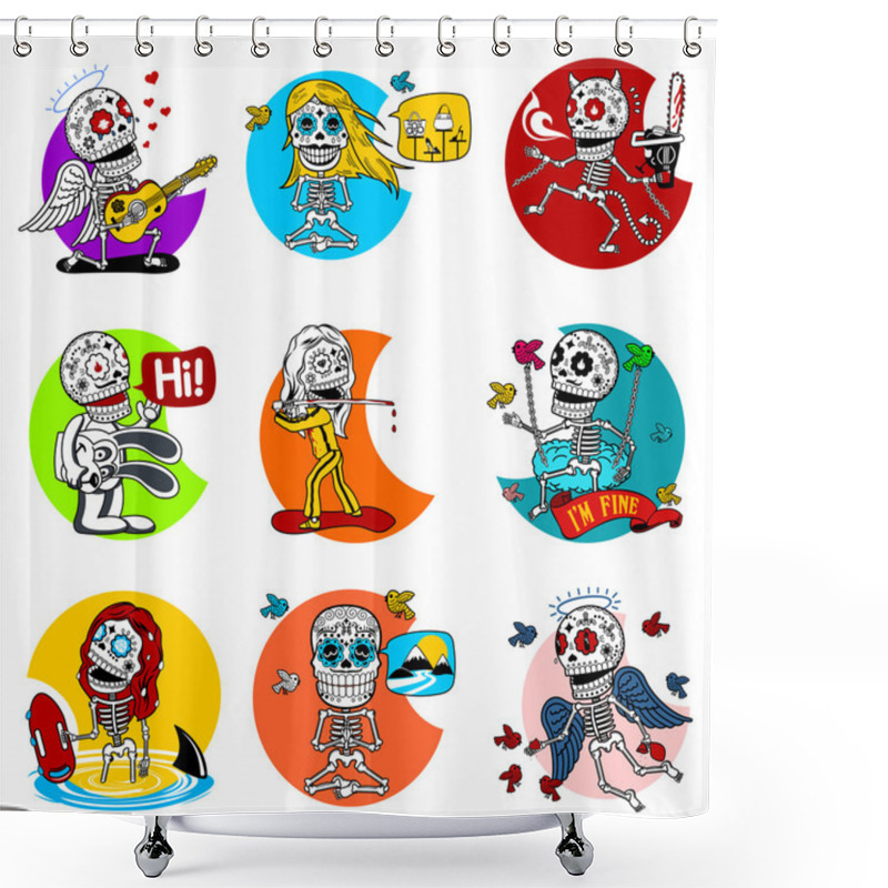 Personality  Skeletons 9x9_2 Shower Curtains