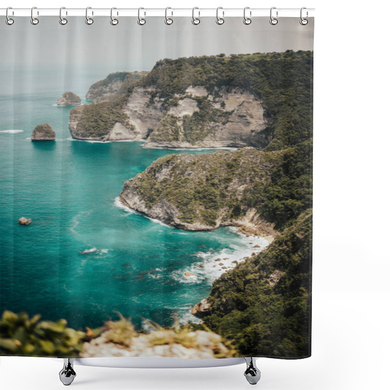 Personality  Aerial View Of Wild Tropical Beach, Travel Destination In Bali. Shower Curtains