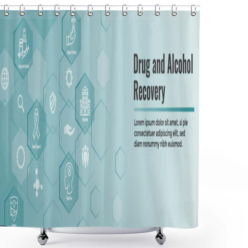 Personality  Drug And Alcohol Dependency Icon Set & Web Header Banner Shower Curtains