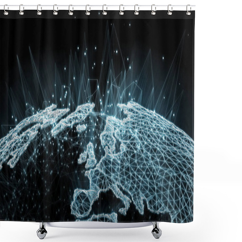 Personality  Earth Network Interface 3D Rendering Shower Curtains