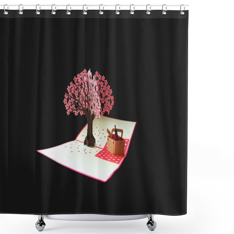 Personality  Card With Cherry Blossoms Shower Curtains