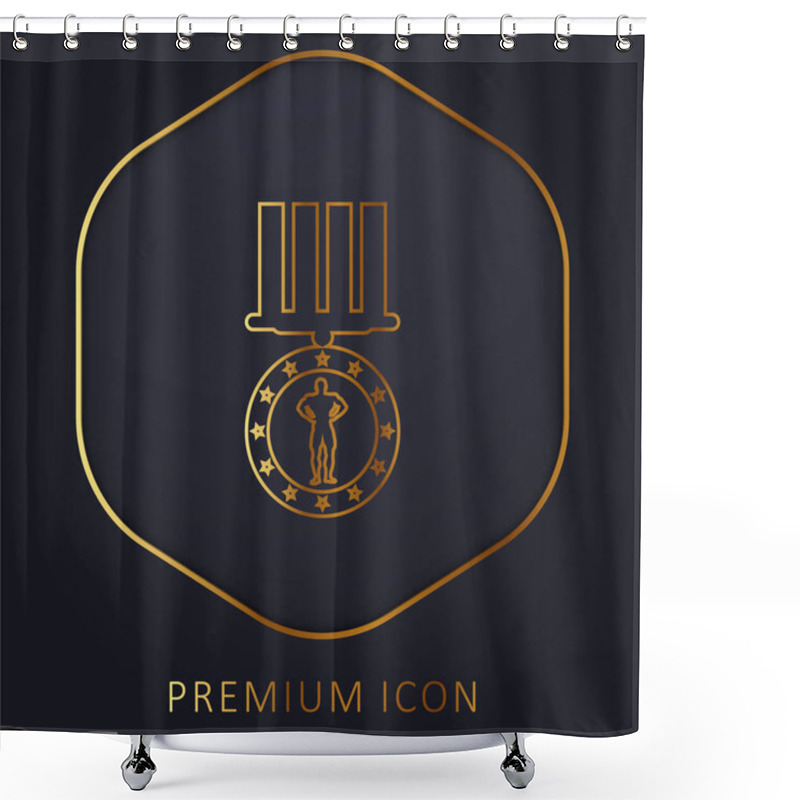 Personality  Bodybuilding Medal Variant Golden Line Premium Logo Or Icon Shower Curtains