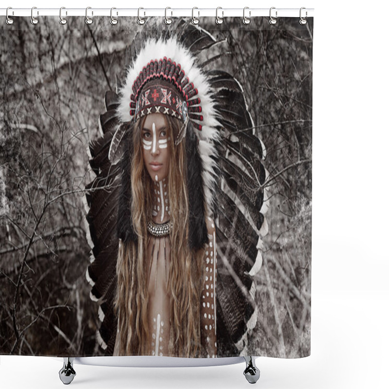 Personality  Indian Woman Hunter Shower Curtains