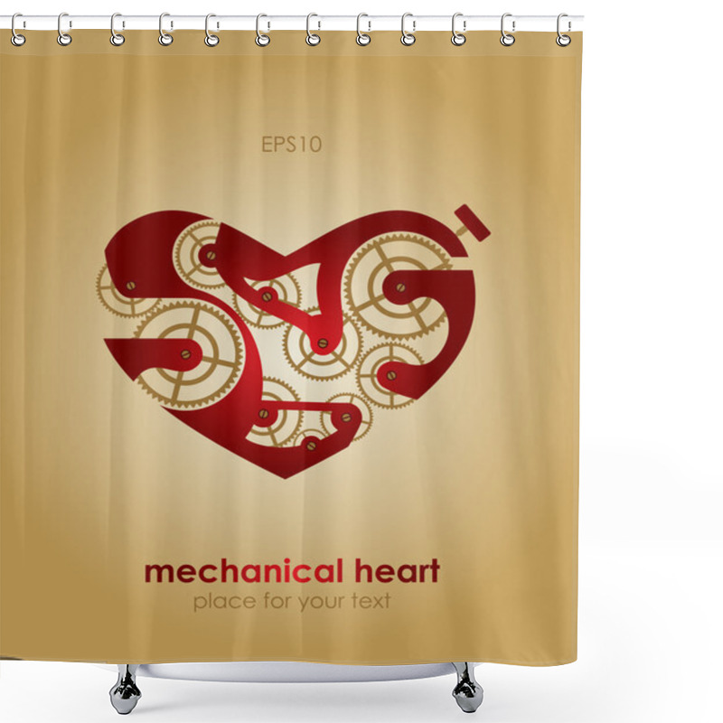 Personality  Mechanical Heart. Vector Illustration. Shower Curtains