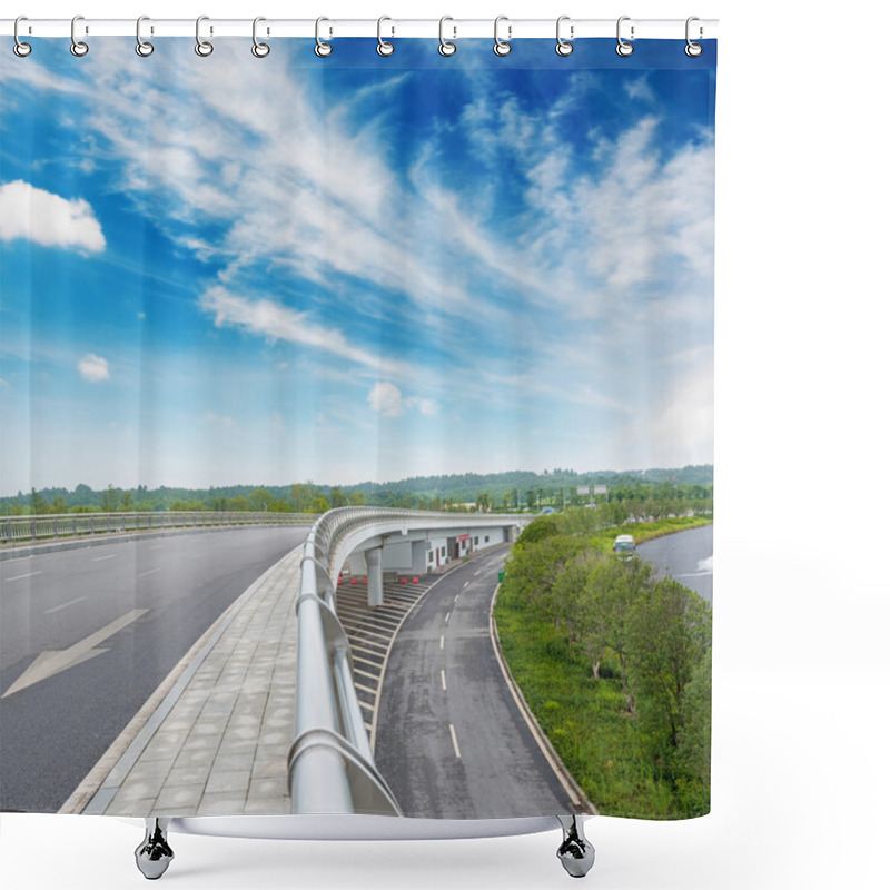 Personality  Concrete Road Curve Of Viaduct In Shanghai Shower Curtains