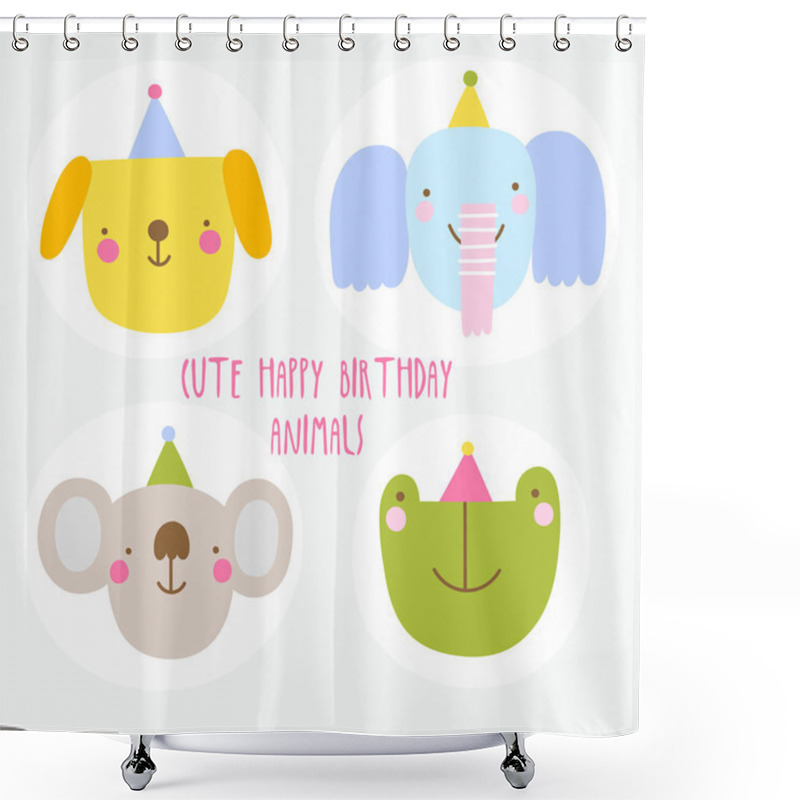 Personality  Cute Birthday Animals Shower Curtains