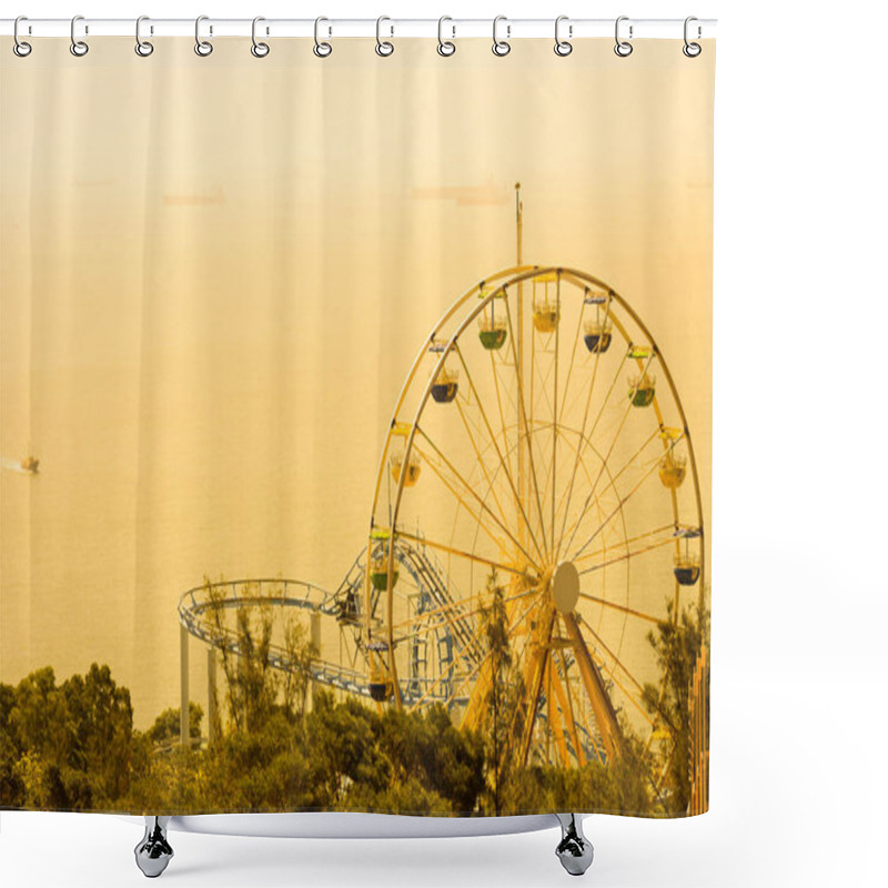 Personality  Ferris Wheel At Amusement Park, Ocean Park, Hong Kong, China Shower Curtains