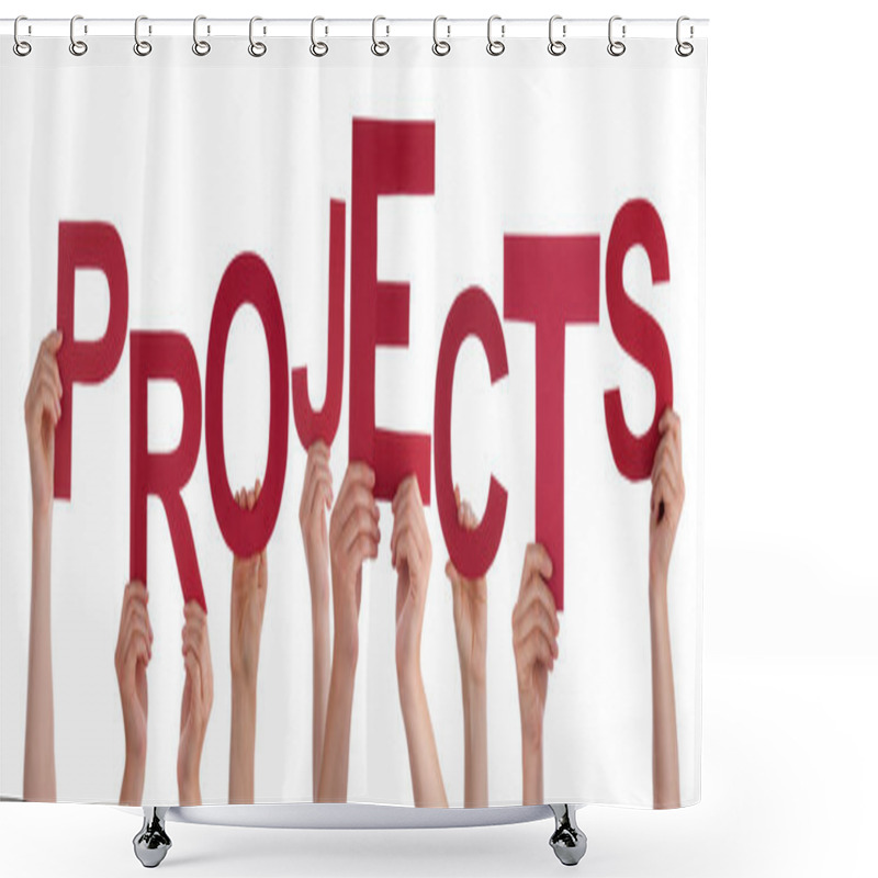 Personality  Many People Hands Holding Red Word Projects Shower Curtains