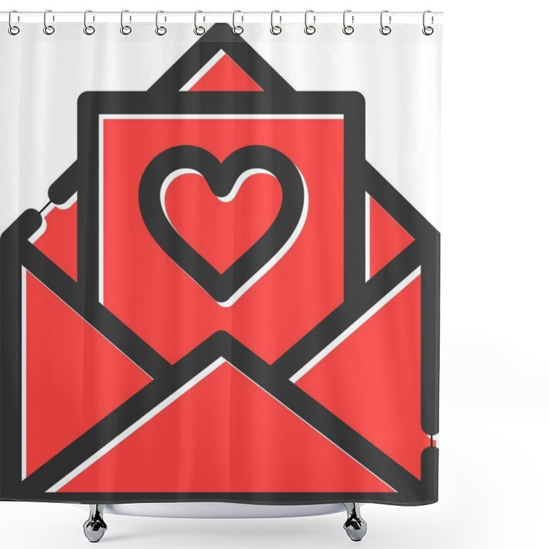 Personality  Email Love Letter Icon In Filled - Outline Style Shower Curtains