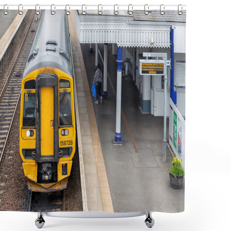 Personality  Rural Railway Station With Platform And Ticket Office In Scotland Shower Curtains