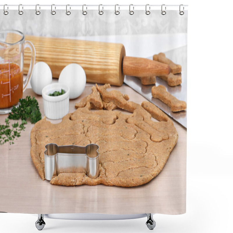 Personality  Making Homemade Pumpkin Dog Biscuits Shower Curtains