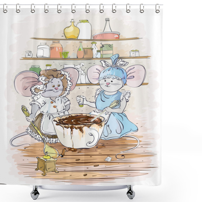 Personality  Mouses Cook Chocolate Shower Curtains