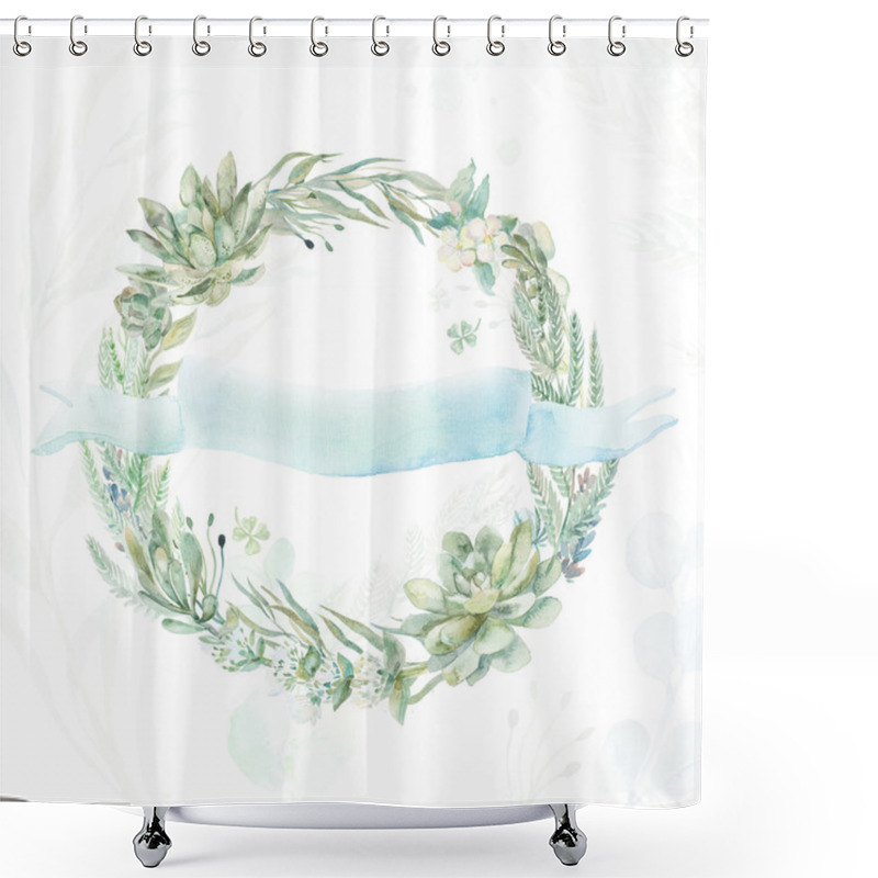 Personality  Wedding Invitation Wreath. Shower Curtains