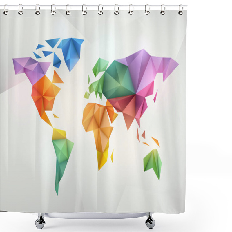 Personality  World Map Background In Origami Style. Vector Background. Eps 10 Shower Curtains