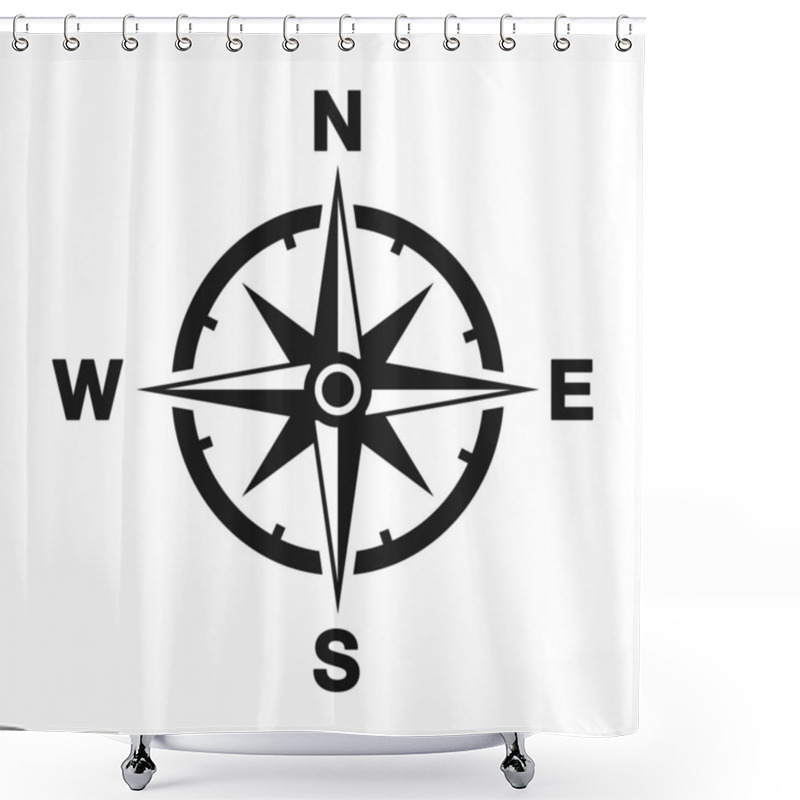 Personality  Compass Icon In Trendy Style. Vector Illustration Isolated On White Background. Location Icon Shower Curtains