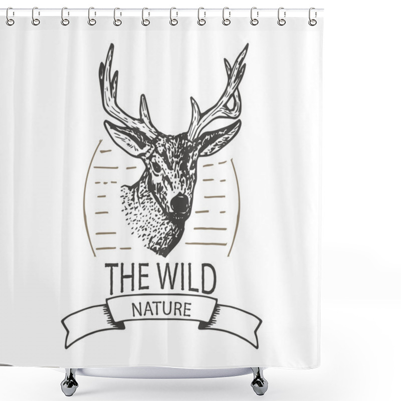 Personality  Mountain Elk Vector Illustration Shower Curtains