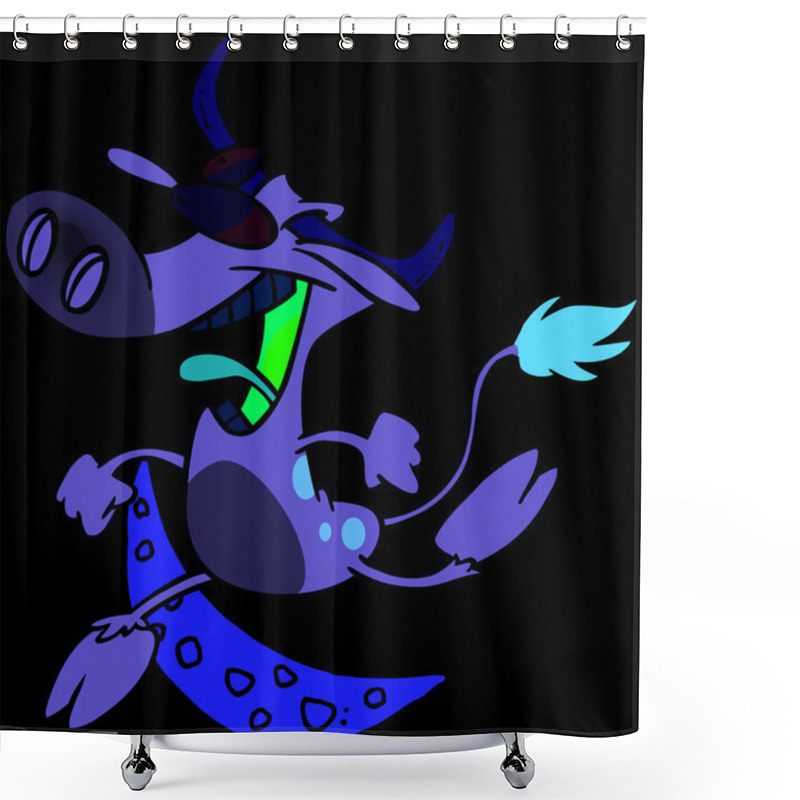 Personality  Cartoon Cow Jumping Shower Curtains