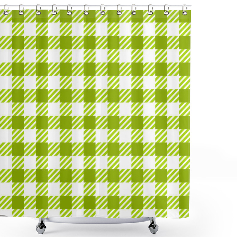 Personality  Green White Gingham Lumberjack Buffalo Tartan Checkered Plaid Seamless Pattern. Texture For Fabric, Tablecloths, Clothes, Shirts, Dresses, Paper, Bedding, Blankets, Quilts ,textile.Geometric Design. Shower Curtains