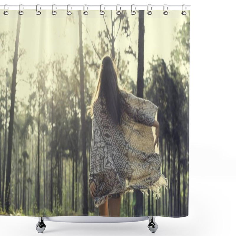 Personality  Girl Relaxing In Forest Shower Curtains