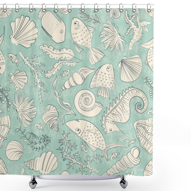 Personality  Ocean Seamless Pattern Shower Curtains