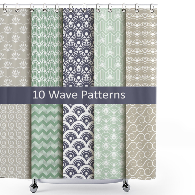 Personality  Set Of Ten Wave Patterns Shower Curtains