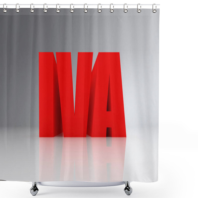 Personality  3d Illustration Of IVA (spanish Taxes Word) Text On White Reflecting Background Shower Curtains