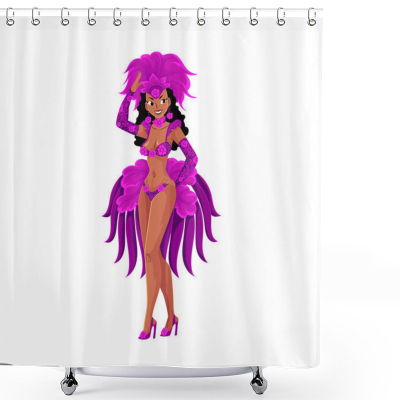 Personality  Young Woman Dressed For Brazilian Carnival In Rio De Janeiro Shower Curtains