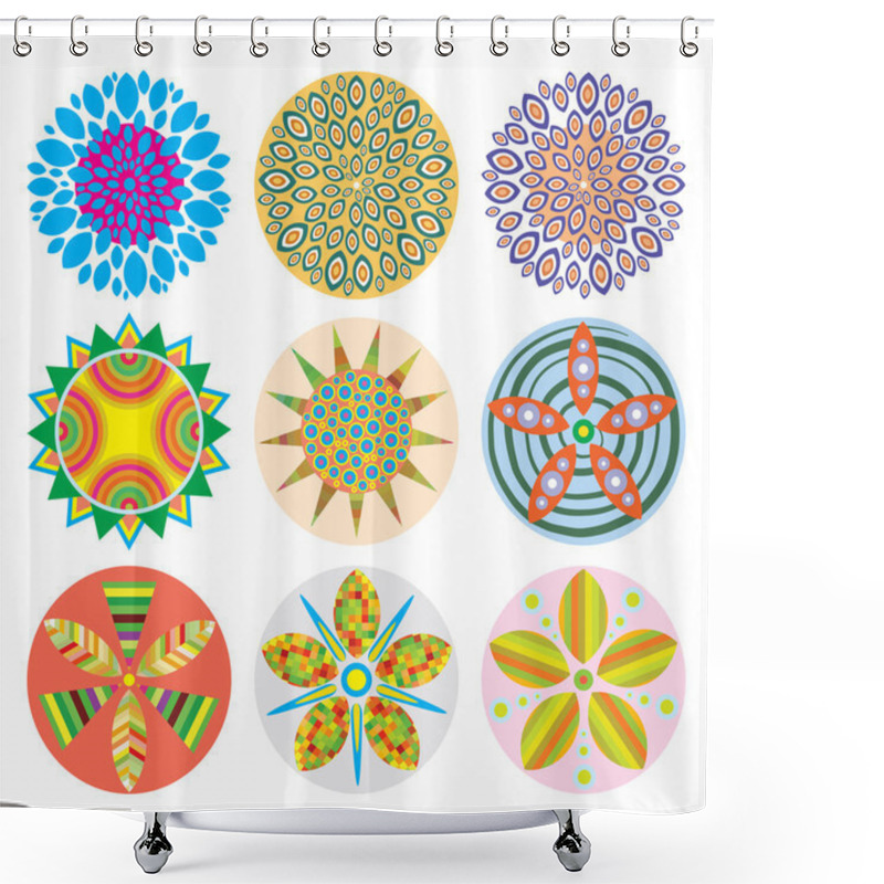 Personality  Flower Icons Set For Pattern Isolated On White Background, Vector Flower Logo Icon Collection Shower Curtains