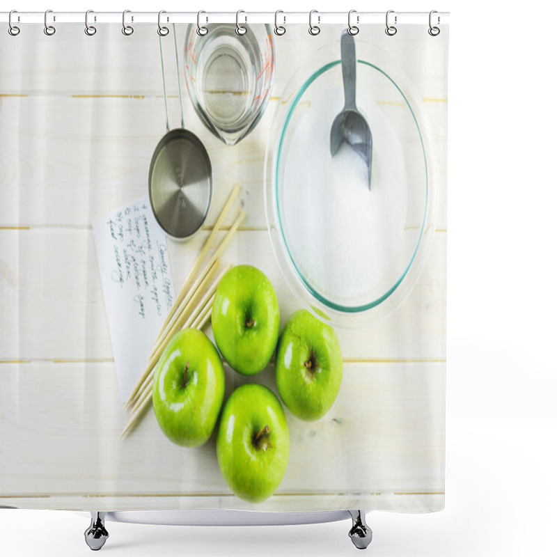 Personality  Preparing Homemade Black Candy Apples Shower Curtains