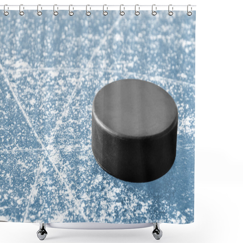 Personality  Black Hockey Puck Shower Curtains