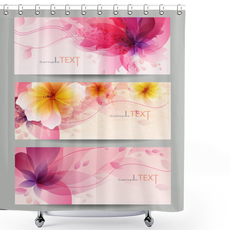 Personality  Flower Vector Background Brochure Template. Shower Curtains