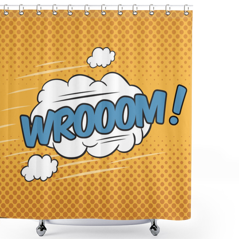 Personality  WROOOM! Wording Sound Effect Shower Curtains