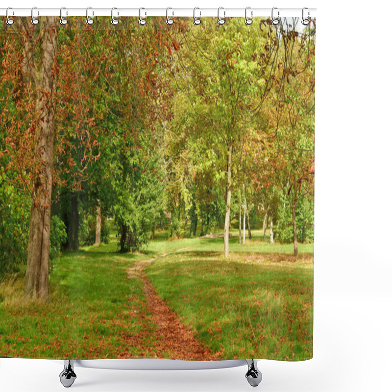 Personality  Les Mureaux; France - September 29 2017 : The Becheville Park In Autumn Shower Curtains