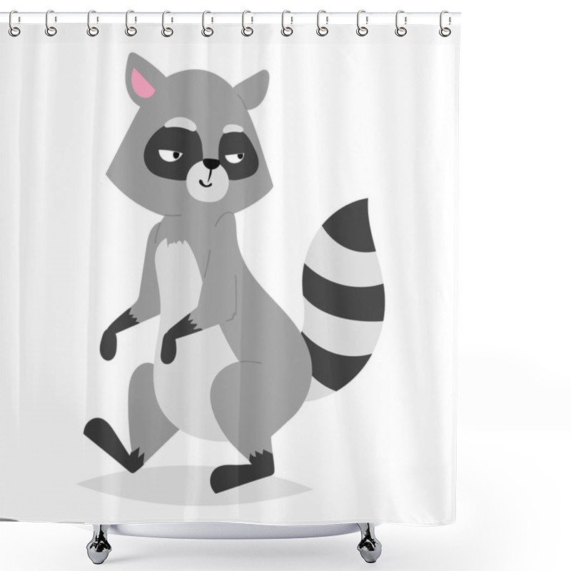 Personality  Funny Raccoon Vector Illustration. Shower Curtains