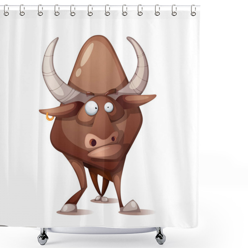 Personality  Funny, Cute, Crazy Cartoon Bull. Shower Curtains