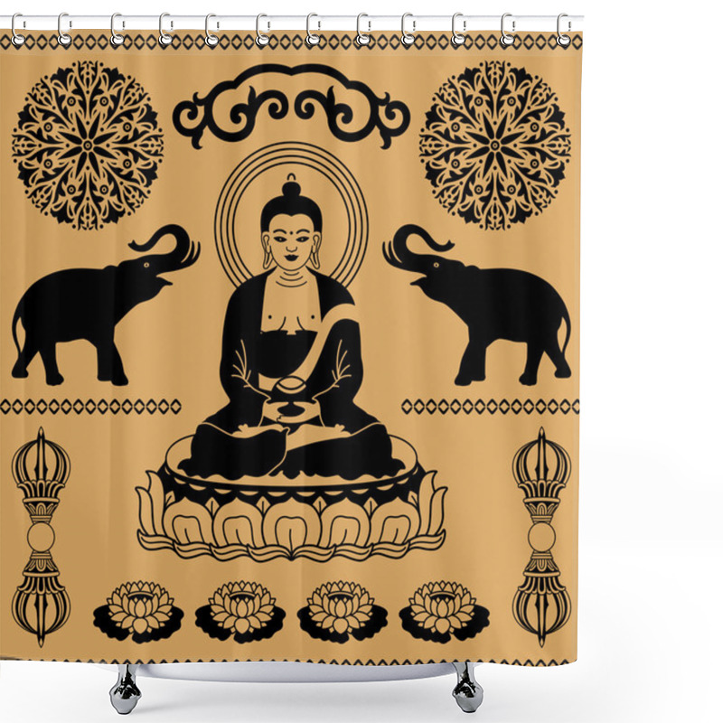 Personality  East Buddhist Elements Shower Curtains