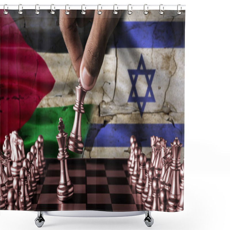 Personality  Palestine Vs Israel Conflict Concept On Chessboard. War Between Israel And Palestine, Concept Shower Curtains