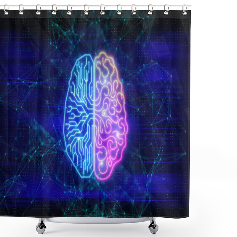 Personality  Creative Digital Brain Background. Artifical Intelligence And Ai Concept. 3D Rendering  Shower Curtains