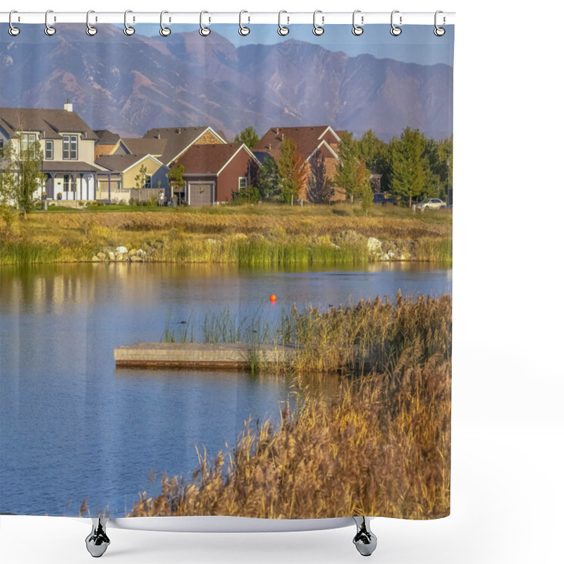 Personality  Lakeside View Of Oquirrh Lake In Daybreak Utah Shower Curtains