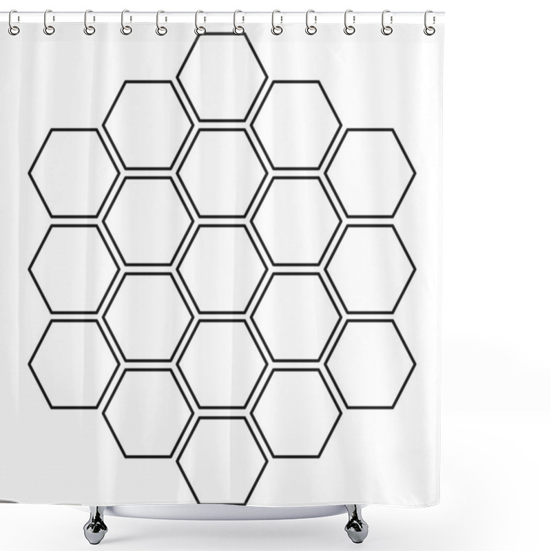 Personality  Black And White Monochrome Honeycomb Grid Background Shower Curtains