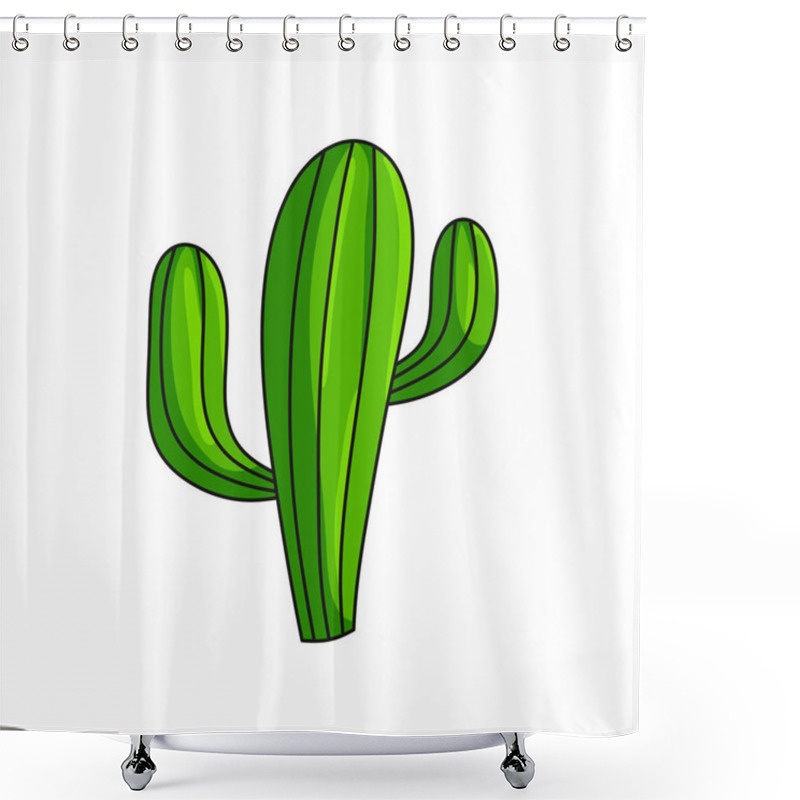 Personality  Green Wild Growing Cactus Wild West Symbol Isolated On White Background Shower Curtains